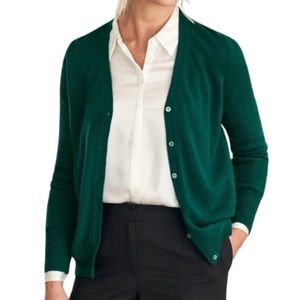 PURE Cashmere Green Crew Bottom Down Sweater Size S Tall